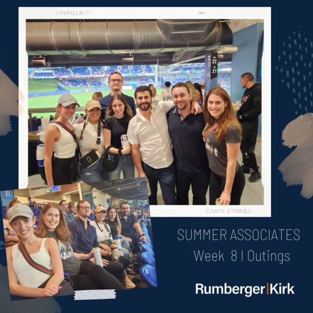 Happy Friday! It's close to the end for our summer associates, but we squeezed in a couple of fun "outings" last week: a Miami Marlins game & Top Golf. We've had a lot of fun getting to know each of you this summer Keyondra, Tom, Katherine, Nick, Alejandro and Renee! Learn more about their experiences at Rumberger.com/summer-associate/blog/ or click on the link in profile. 

#RKSummerAssociates #FutureLawyers #SummerAssociates  #LawStudents @miamilawschool @fsucollegeoflaw @fiu_law @stetsonlawschool @alabamalaw