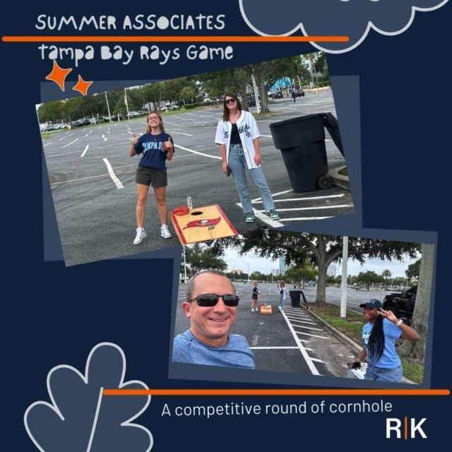 Take me out to the ballgame...another fun Summer Associate outing in the books. Our Tampa office enjoyed a little tailgating, a fierce cornhole competition and a great game with the Rays beating the Yankees. Hey batter, batter! Swing, batter! #RKSummerAssociates